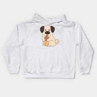 Chocolate Ice Cream Pug Kids Hoodie